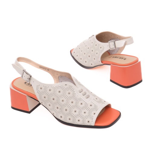 Sandale dama elegante din piele naturala, KARISMA, 7QXS60021C 52-N, crem - Img 3