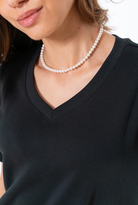Tricou uni din bumbac AGNES Hermosa, negru - Img 2