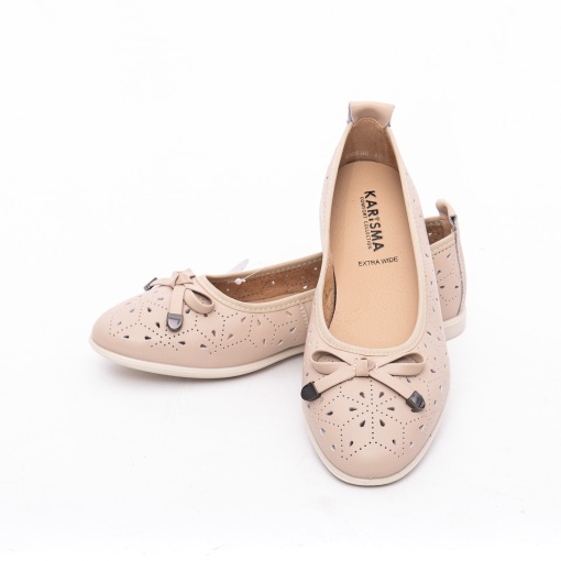 Balerini bej dama wide fit cu perforații și fundiță Karisma 8OWB60016B 03-N - Img 5