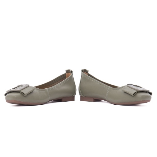 Balerini dama din piele naturala, PASS Collection M4M480012C 40-N, kaki - Img 4