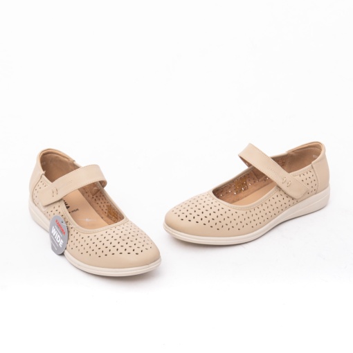 Balerini damă din piele naturală perforată 8OWB60020B 03-N Karisma, extra wide, bej - Img 2