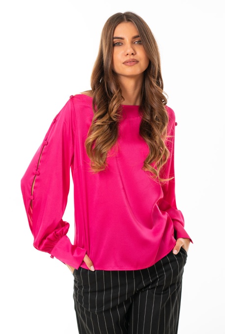 Bluza din satin elastic Sophia, fuchsia