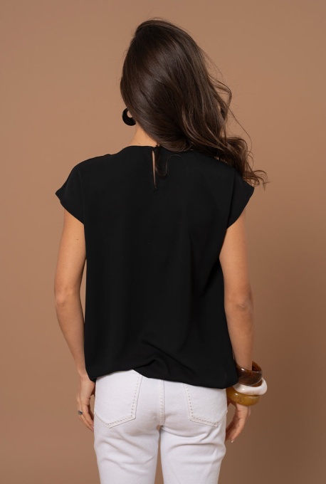 Bluza uni din sifon SYLVIE, Hermosa, negru - Img 7