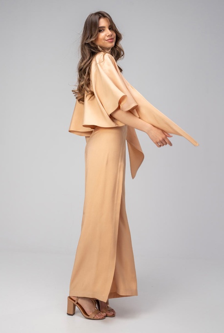Bolero uni din rayon cu croi lejer MIRUNA, Hermosa, bej - Img 6
