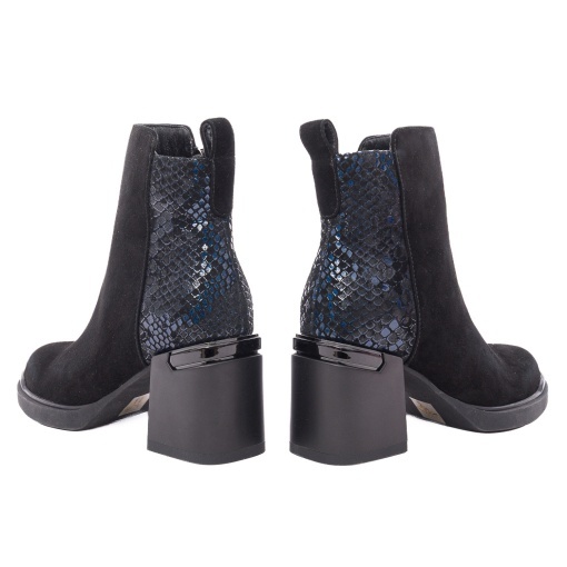 Botine damă din piele întoarsă, Epica 32177-0513-H564J O7-I, negru cu imprimeu - Img 5