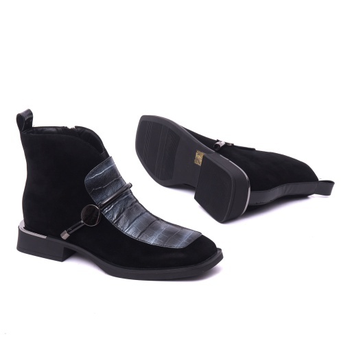 Botine dama din piele intoarsa, Karisma, 7VV1281-C2106-G5 01-I, negru - Img 4