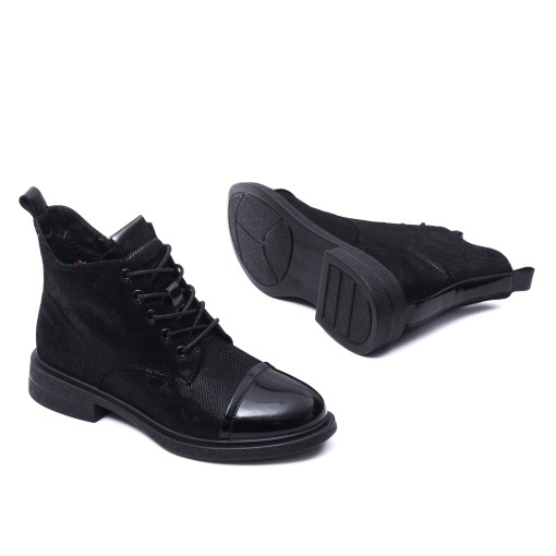 Botine dama din piele intoarsa, PASS Collection, M5M570010B O7-I, negru - Img 4