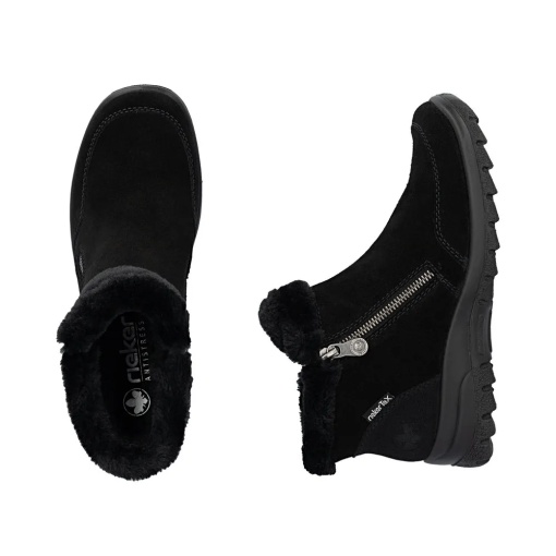 Botine dama din piele intoarsa, Rieker L7188-00, negru - Img 9