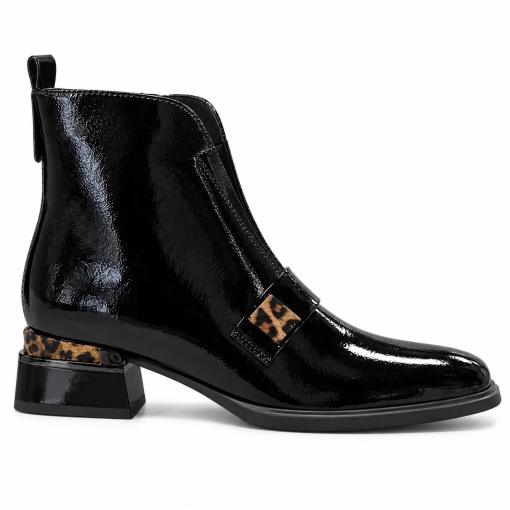 Botine dama din piele naturala lacuita, Epica 322B901-A25-ZP170B 01-L, negru - profil lateral