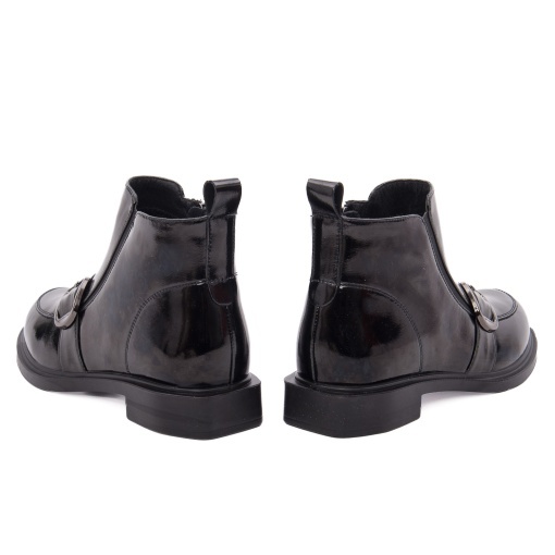 Botine dama din piele naturala lacuita, PASS Collection 1X470001A 01-L, negru - Img 5
