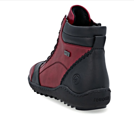 Ghete casual damă Remonte R1456-35 roșu-negru cu fermoar și șiret, confort G, talpă flexibilă - Img 5
