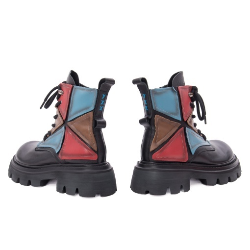 Ghete dama din piele naturala, Gryxx 1LY90018A L2-N, negru multicolor - Img 5