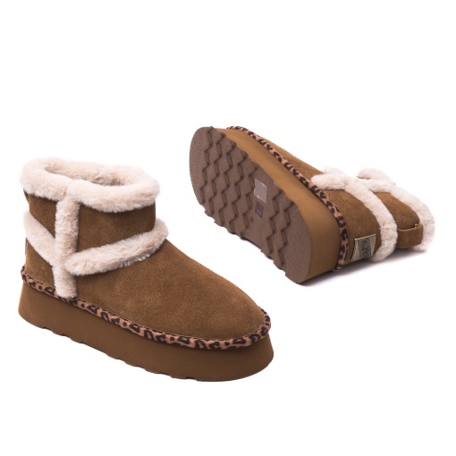 Ghete dama imblanite din piele intoarsa, O-JOO, GWEN OL52502A, tobacco - Img 6
