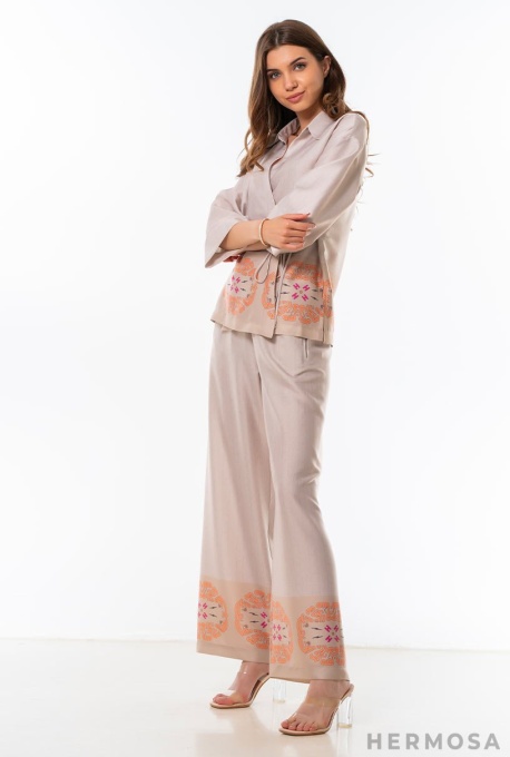 Pantaloni Dasha Bej Print Limitat - Img 4