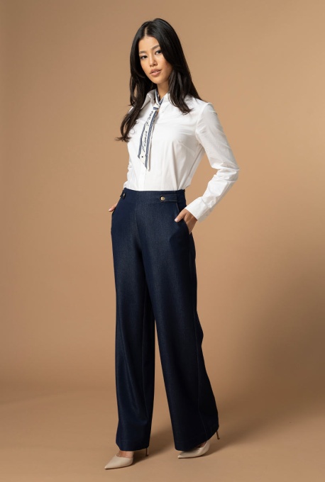 Pantaloni din denim LIDYA, Hermosa, bleumarin - Img 3
