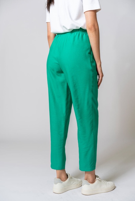 Pantaloni uni conici din rayon, cu un croi lejer si modern GLORYA, Hermosa, verde - Img 5