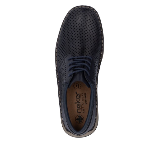Pantofi Bărbați Rieker 05213-14 din Piele Naturală Perforată Bleumarin - Img 8