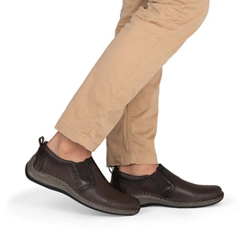 Pantofi Casual Bărbați Rieker 05264-14 Bleumarin - Piele Naturală - Lățime H (Extra Wide) - Img 2