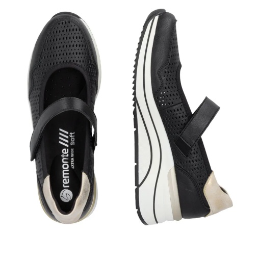 Pantofi casual de vara perforati din piele naturala, Remonte D0T21-03, negru - Img 10