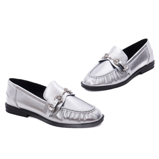 Pantofi dama casual din piele naturala, Epica 4ZFL80009B 18-N, argintiu - Img 2