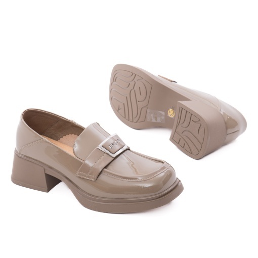Pantofi dama casual din piele naturala lacuita, Epica M4M450012B 03-L, bej - Img 4