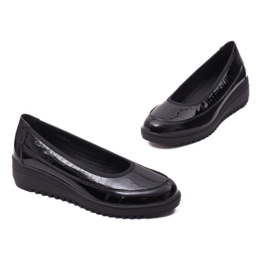 Pantofi dama din piele naturala lacuita, Karisma, V4VA60006A 01-O, negru - Img 2