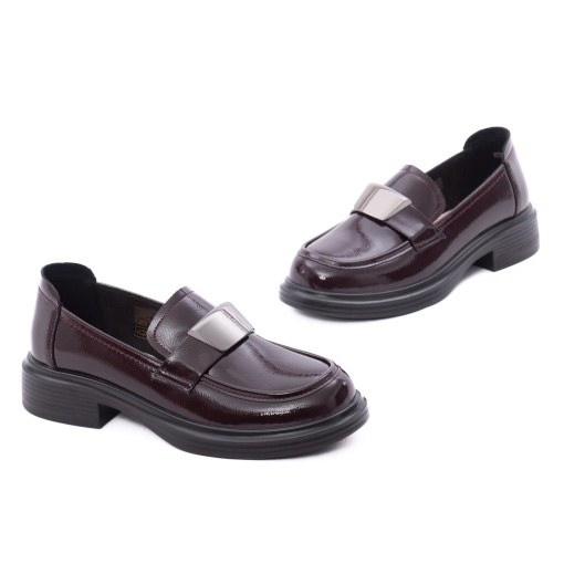 Pantofi dama eleganti din piele naturala lacuita, PASS Collection M5M580012B 23-L, bordo - Img 2