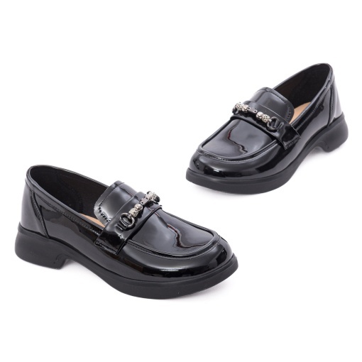 Pantofi dama eleganti din piele naturala lacuita, PASS Collection 1MA90005A 01-L, negru - Img 2
