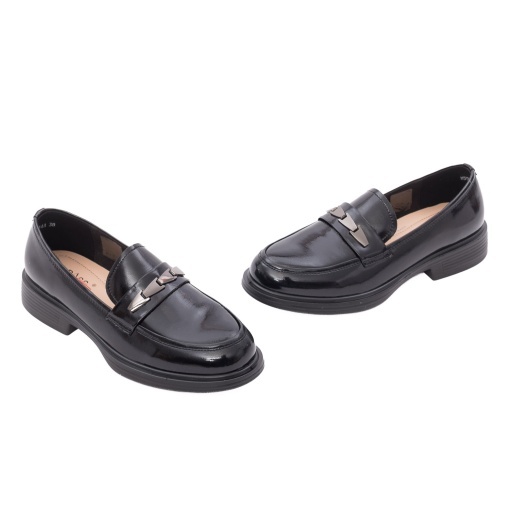 Pantofi dama eleganti din piele naturala lacuita, PASS Collection 1M590014A 01-L, negru - Img 2