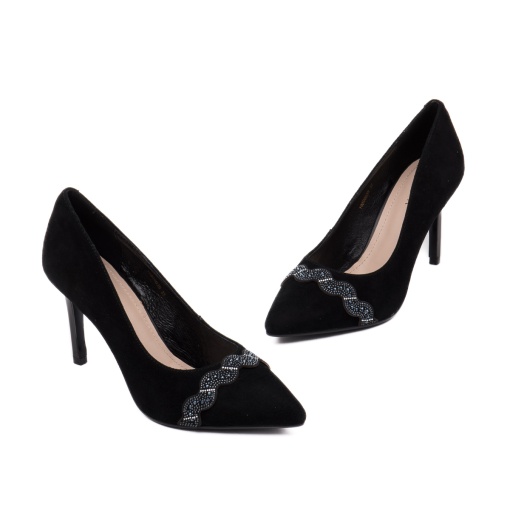 Pantofi dama eleganti, piele naturala intoarsa, HMHM00039 01-I, negru - Img 2