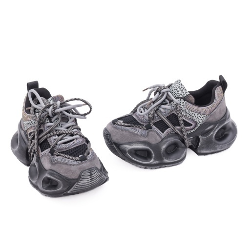 Pantofi dama sport din piele mix, Gryxx 1SW90002B 14-Z, gri - Img 2