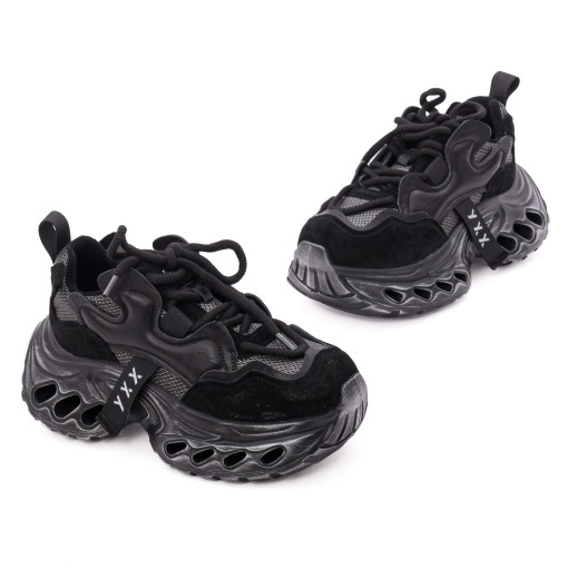 Pantofi dama sport din piele mix, Gryxx 1SW90005A 01-Z, negru - Img 2