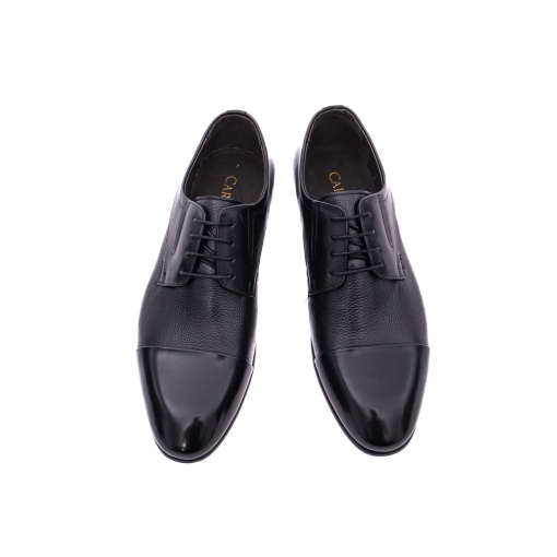 Pantofi eleganți bărbați Caribu 3MKD1-16-4A 01-N negru piele naturală cap-toe texturat - Img 5