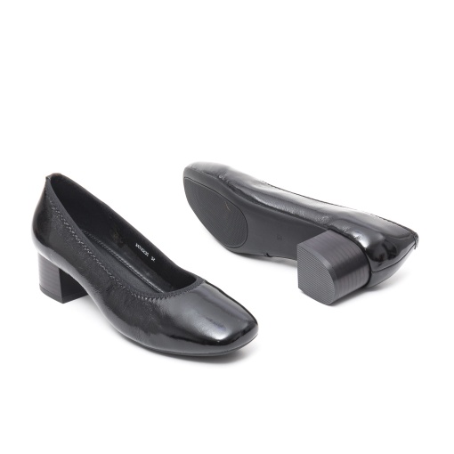 Pantofi eleganti cu toc mic, piele lacuita, X4X430023C 01-L, negru - Img 5