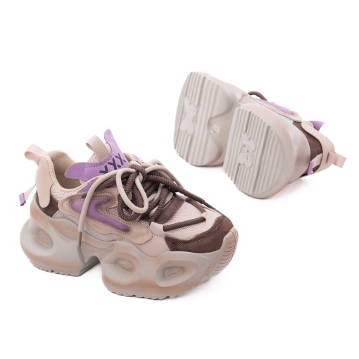 Pantofi sport dama din piele mix, Gryxx 1U3039-2 02-Z, maro - Img 4