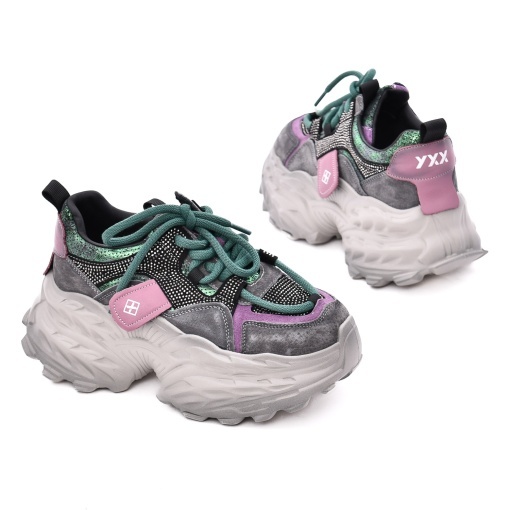 Pantofi sport dama din piele mix, Gryxx, 3OLY80018C 15-Z, multicolor - Img 3