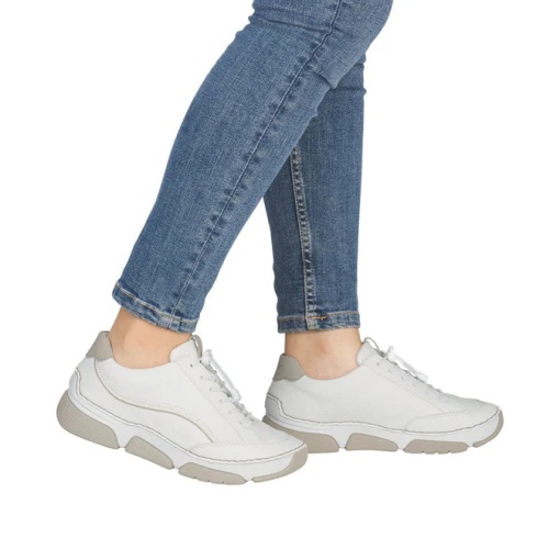 Pantofi Sport Damă Rieker 45969-80 Albi - Confort Antistress - Piele Ecologică - Img 2