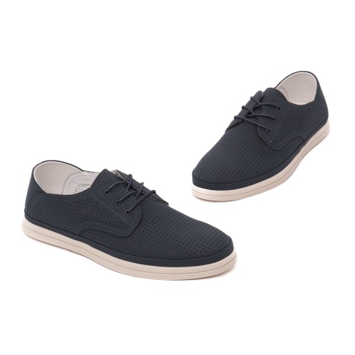 Pantofi vara barbati din piele naturala nabuc, Otter, J2J260014C 42-N, bleumarin - Img 2