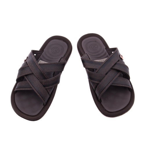 Papuci barbati din piele eco, Cartago, 9B12317-BF014 FIJI ESSENCIAL SLIDE A, maro - Img 5