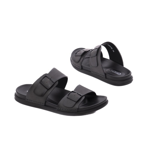 Papuci barbati din piele naturala, Otter 28Z580019C 51-N, gri inchis - Img 3