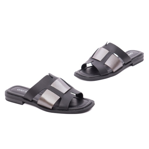 Papuci dama din piele naturala, Gryxx W1V1352-G17-6B 01-N, negru - Img 2