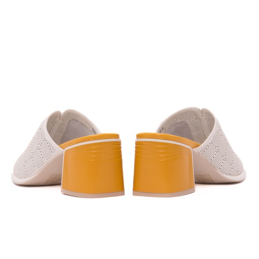 Papuci dama din piele naturala, KARISMA, 7QXS60019B 52-N, crem - Img 6