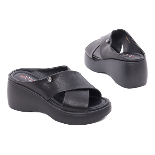 Papuci dama din piele naturala, PASS Collection 9NMA80004A 01-N, negru - Img 3