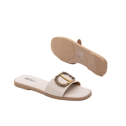 Papuci dama din piele naturala, PASS Collection AGQS80013B 52-N, crem - Img 4