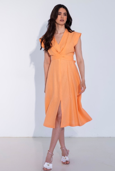 Rochie Talia somon – eleganță și rafinament din in și vâscoză - Img 8
