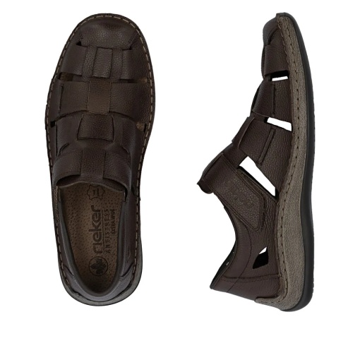 Sandale barbati din piele naturala, Rieker 05281-25, maro - Img 10