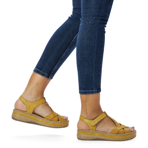 Sandale dama casual, piele ecologica, V0919-68, galben - Img 10