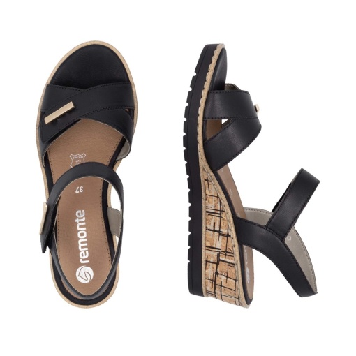 Sandale dama casual, Remonte R6266-00 din piele naturala, negru - Img 5