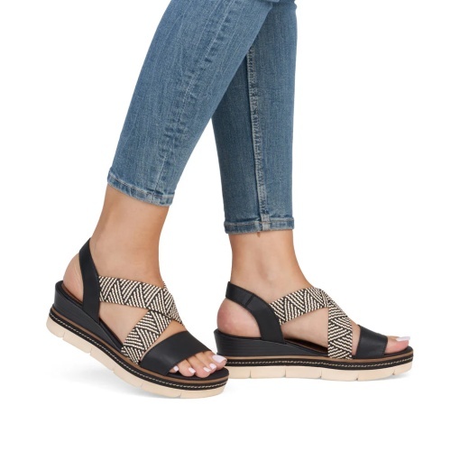 Sandale dama din piele ecologica, Remonte D2l54-03, negru - Img 2