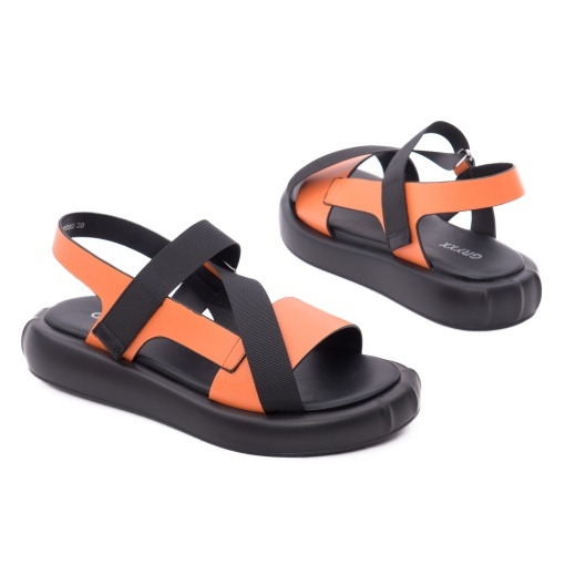 Sandale dama din piele mix, Gryxx H1WC80009D 11-Z, portocaliu - Img 3